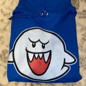 New Nintendo Jerzees Hoodie “Ghost” Blue Sweatshirt SMALL. Men